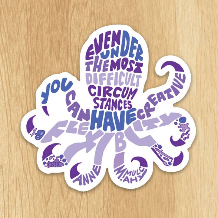 Autocollant pieuvre de créativité motivante lettré à la main pour la vente par Wander On Words