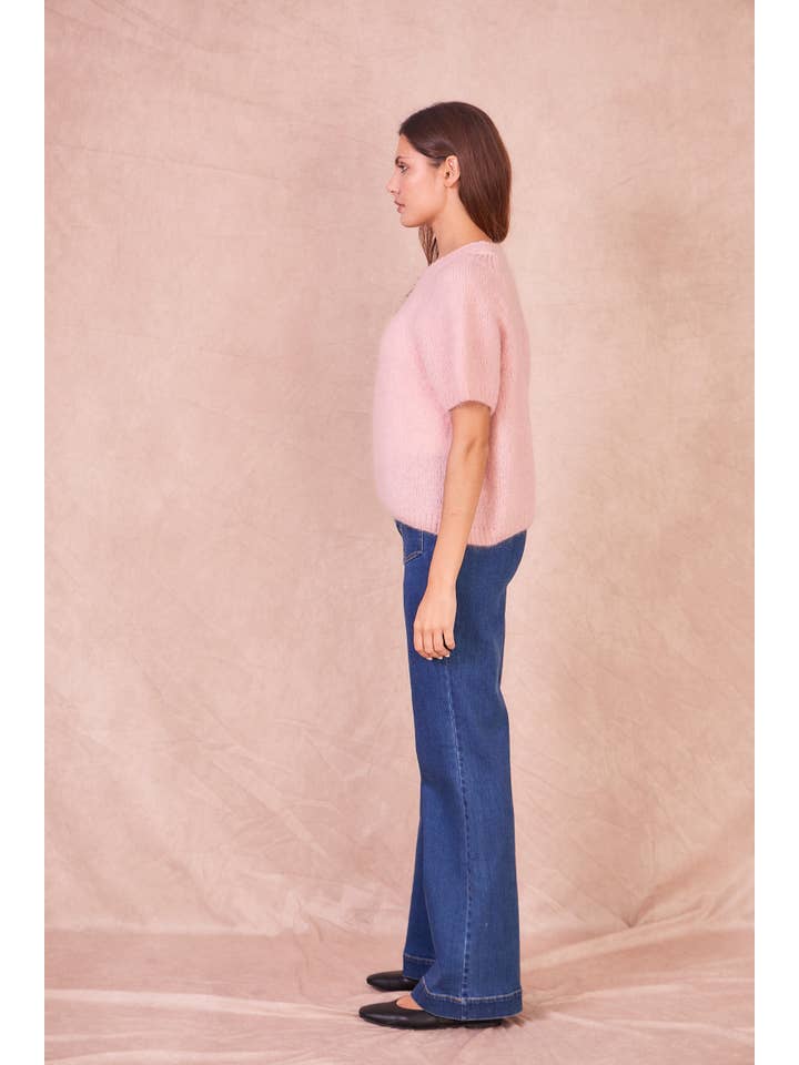 Calie Paris - Wholesale Knit Sweater - Women's - Short-Sleeve Mohair Blend Sweater2