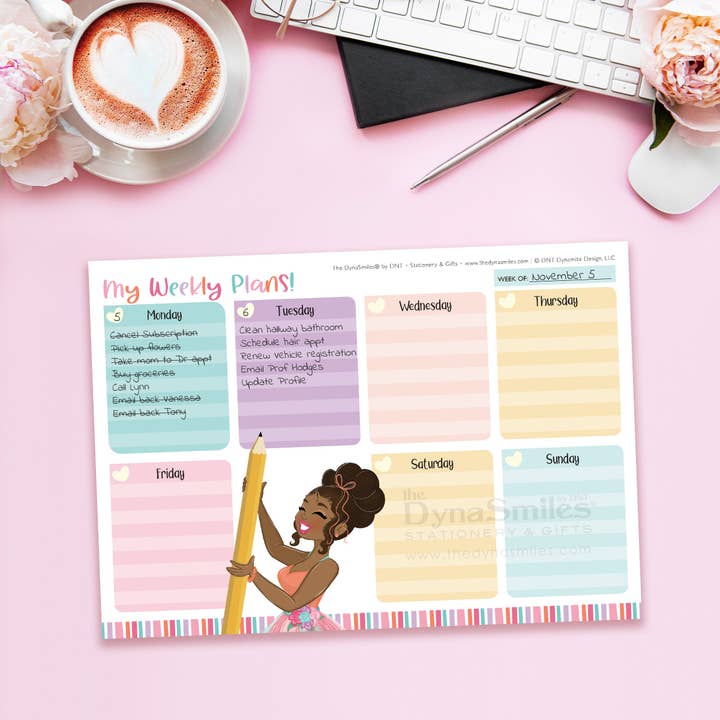The DynaSmiles Stationery - Wholesale Notepad - "Creamsicle Colors" 10x7 Weekly Notepad Organizer, 50 Undated Tear Away Sheets