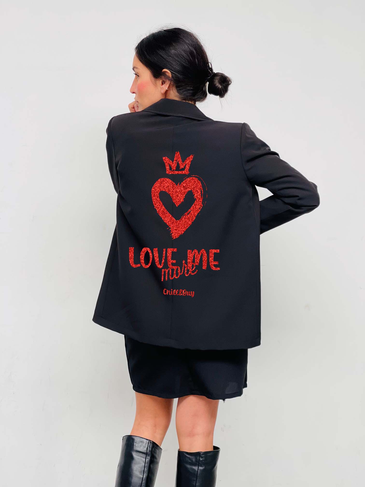 Black Love Me More Studded Blazer for wholesale on Faire1