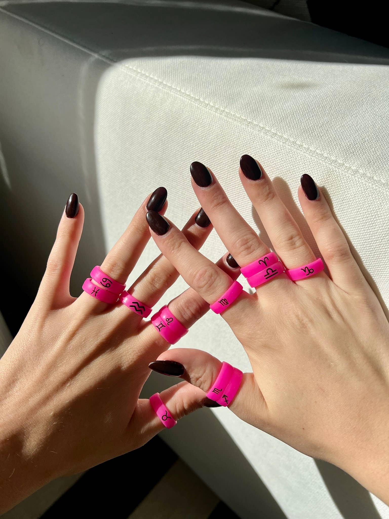 Flip Rings - Wholesale Band/Stacked Ring - Flip Reversible Zodiac Ring Collection Hot Pink1
