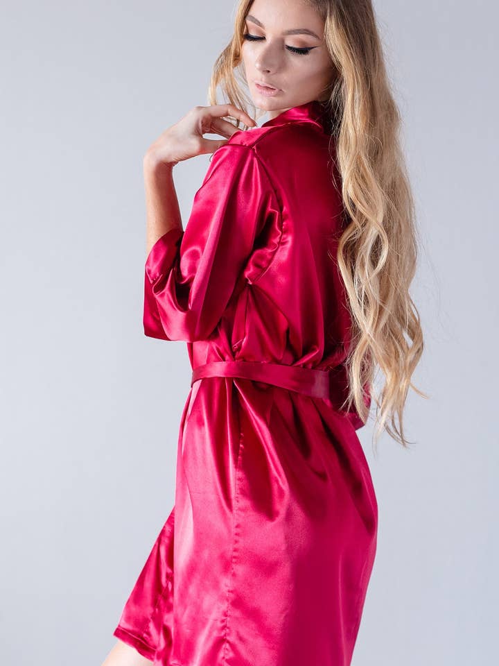 GiftsbyPR - Wholesale Robe - Women's - Burgundy Silk Satin Bridesmaid Robes, Personalized Robe Gift12