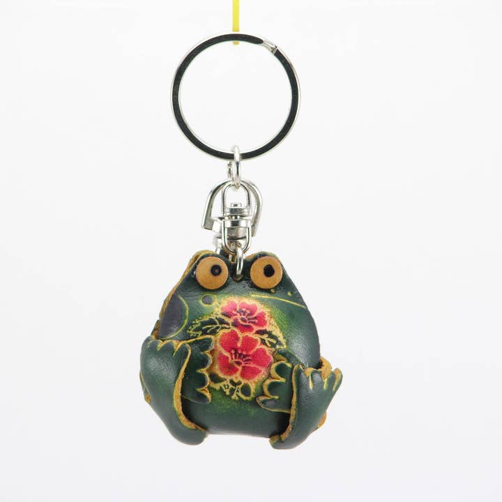 Handmade leather frog key chain for wholesale by Sunflower Handmade leather inc