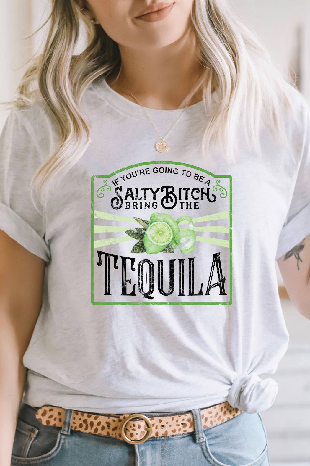 Kissed Apparel - Wholesale Screen Printed T-Shirt - Women's - If you are going to be Salty Bitch Bring Tequila Graphic Tee0