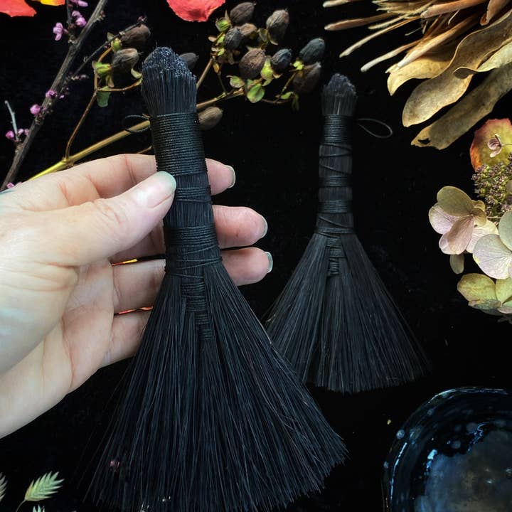 Keven Craft Rituals LLC - Wholesale Meditation Supplies - Black Altar Brooms - 6- 7” Tampico