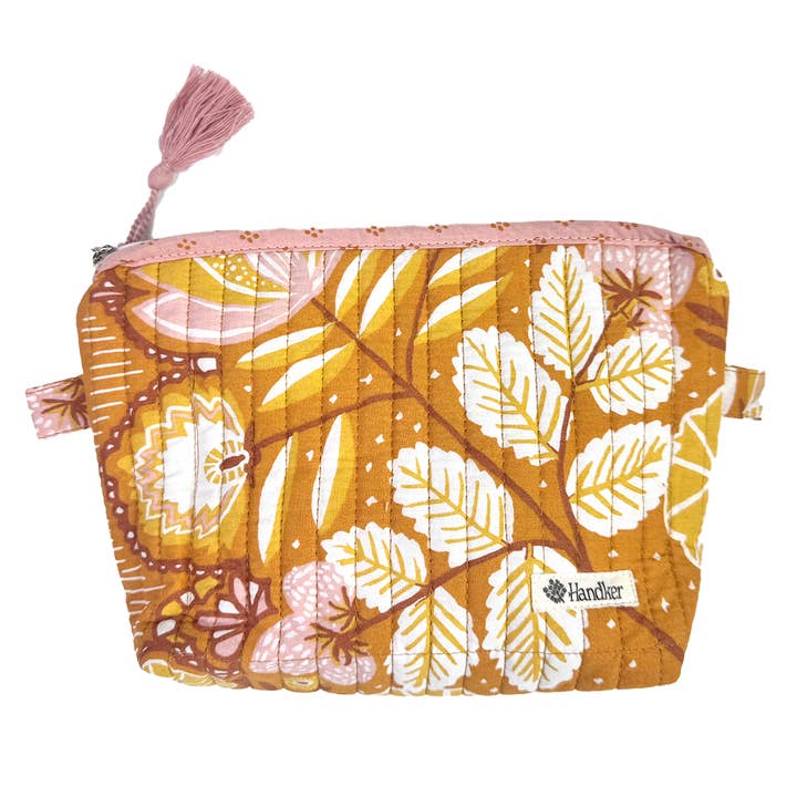 Tawny Quilted Zipper Pouch for wholesale by Handker Bandanas