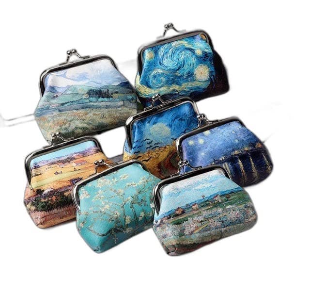 Magnifique Hearts - Wholesale Coin Purse - Women's - Van Gogh Art Canvas Coin Purses with Kiss Lock Closure3