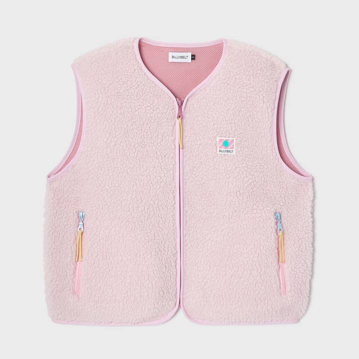 Veste sherpa femme zippée sans manches - Rose pâle pour la vente par BILLYBELT