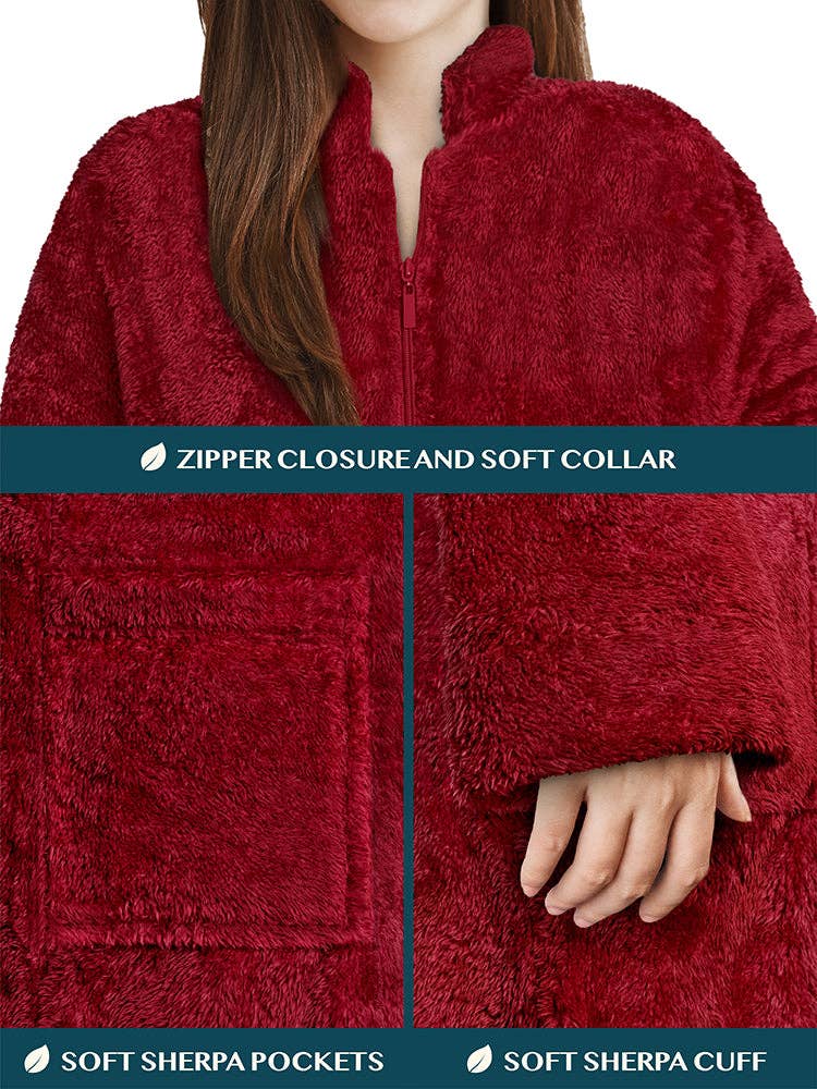 Pavilia - Wholesale Robe - Women's - Women's Sherpa Housecoat Zipper Robe63
