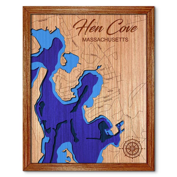 Hen Cove Bourne, MA Depth Map - Home & Wall Decor for wholesale by Premier Gifts and More