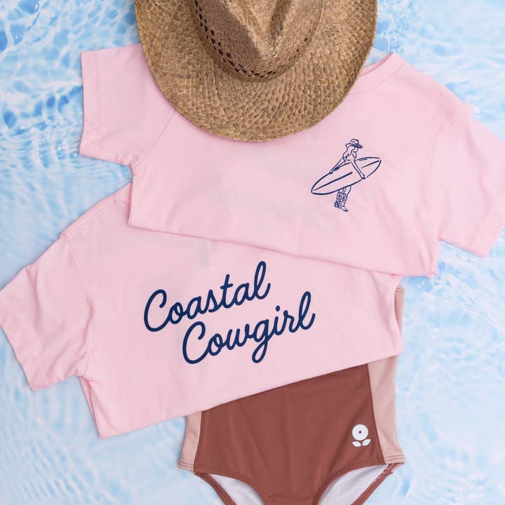Coastal Cowgirl Surfboard Girls Beach Summer Kid Shirt for wholesale by Benny & Ray Apparel