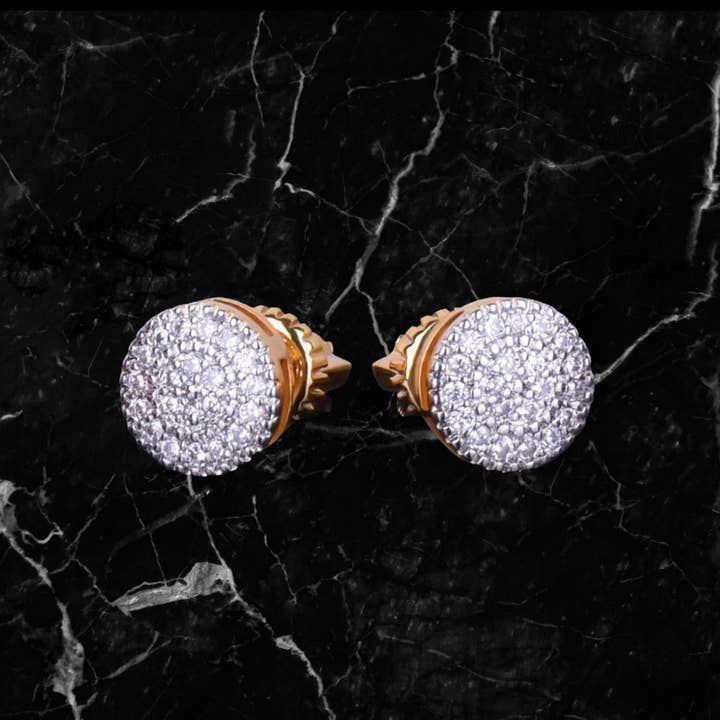 Drip Culture - Wholesale Stud/Post Earrings - 18K Gold Diamond Circle Earrings