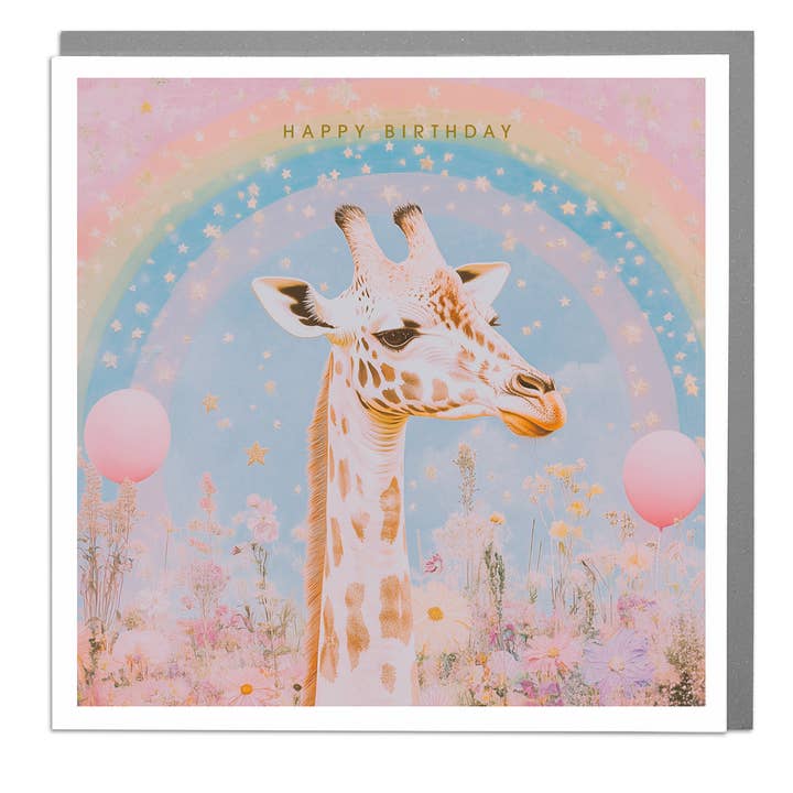 Giraffe Rainbow - Birthday Card by Lola Design for wholesale by Lola Design Ltd