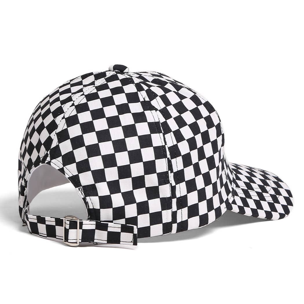 Fashion City - Wholesale Baseball Cap - Women's - Checkerboard Pattern Print Cotton Baseball Cap6