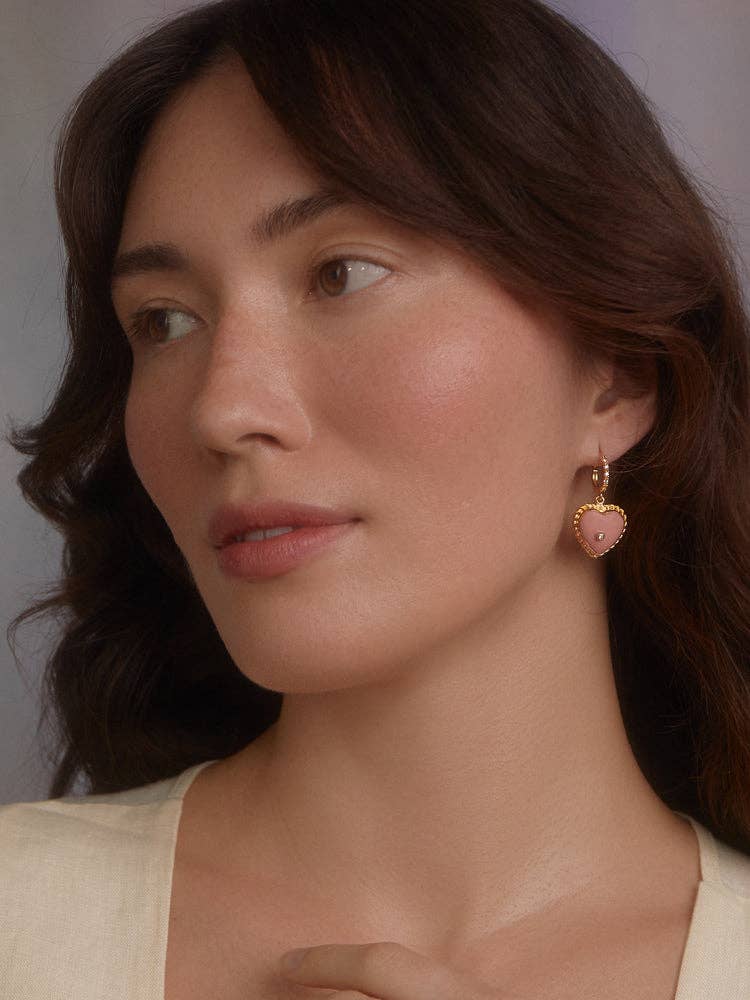 Vintouch Jewels - Wholesale Hoop Earrings - Lovelight Gold-Plated Pink Heart Hoop Earrings1