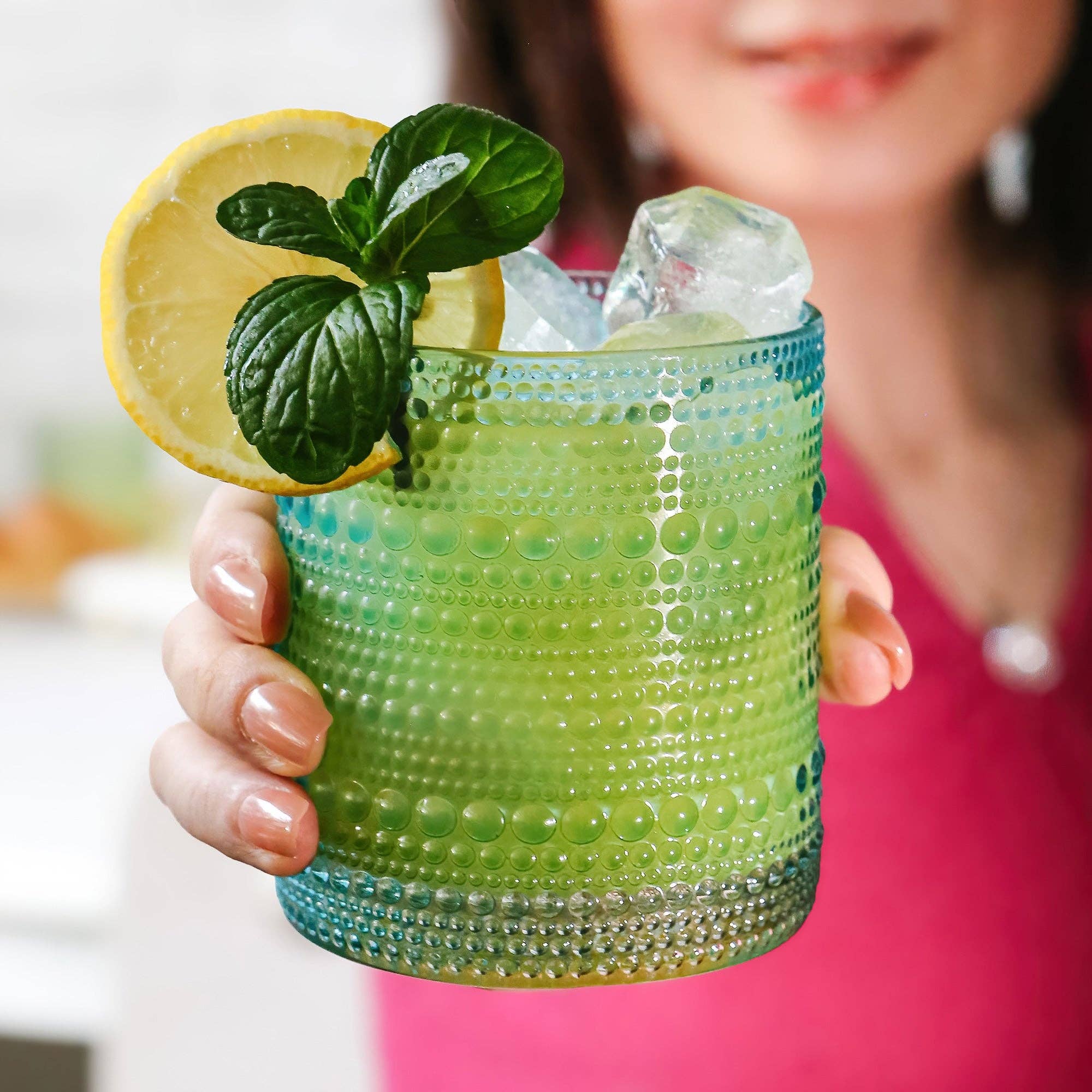 Kate Aspen - Vente Verres à cocktail/alcool - Verre Aqua perlé texturé de 10 oz (ensemble de 6)3