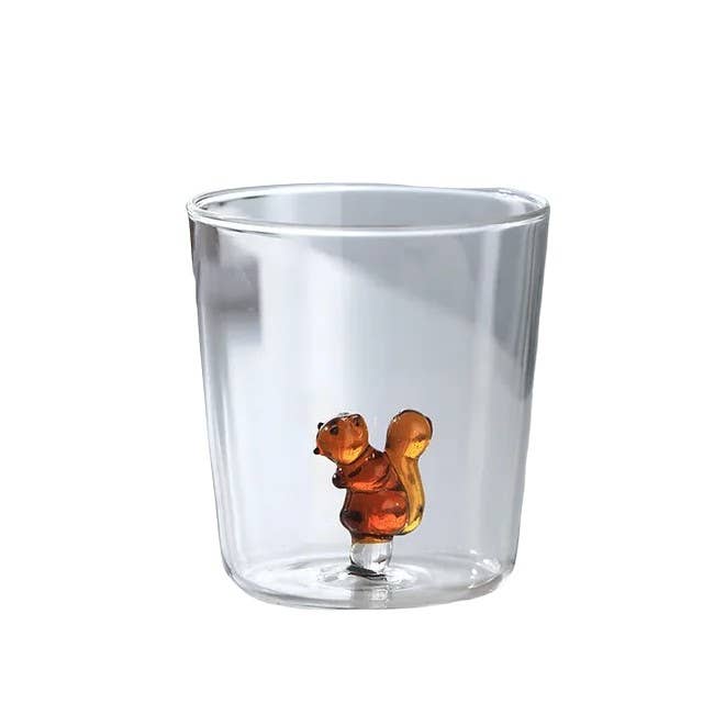 IVORE.GROUP – Großhandel Trinkglas/Tasse – Eingebauter 3D-Becher aus Borosilikatglas mit Tiermotiv (300 ml)