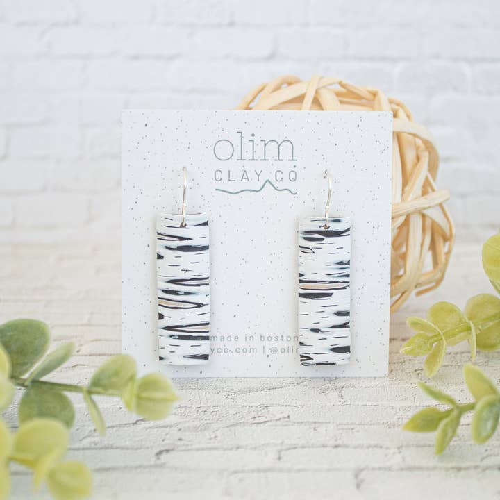 Birch Bark Dangles | Handmade Polymer Clay Earrings for wholesale by Olim Clay Co.