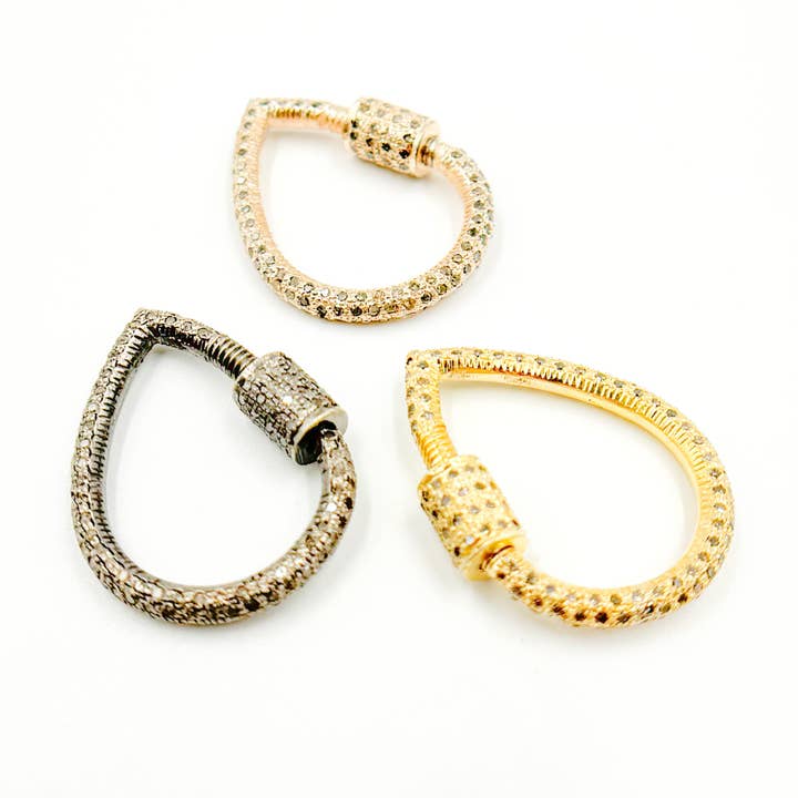 DC660. Diamond Sterling Silver Drop Carabiner Clasp for wholesale by Tresor Jewelry Inc.