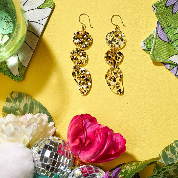 The Lost & Found - Wholesale Dangle Earrings - Triple Drop Earrings "Rainbow Irridescent"8