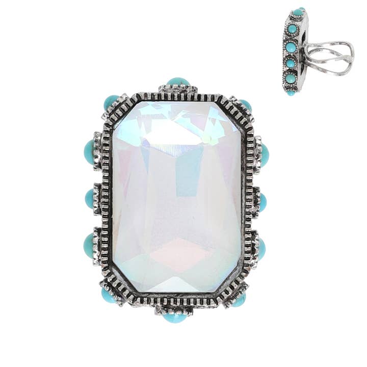 SP Sophia Collection - Wholesale Cocktail/Statement Ring - Western Octagon Cut Crystal Stretch Ring1