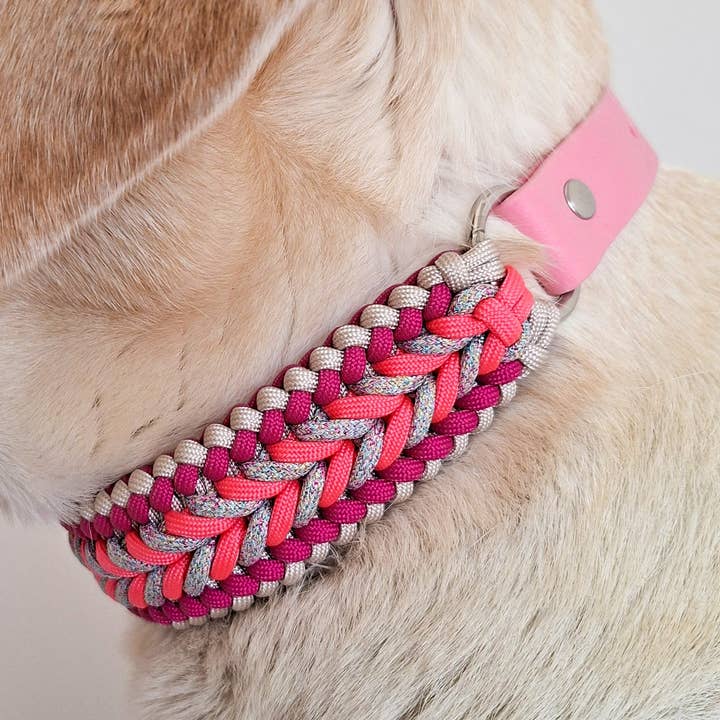 Braided dog collar - Biothane/Paracord - Pink for wholesale by Truffe & Flair