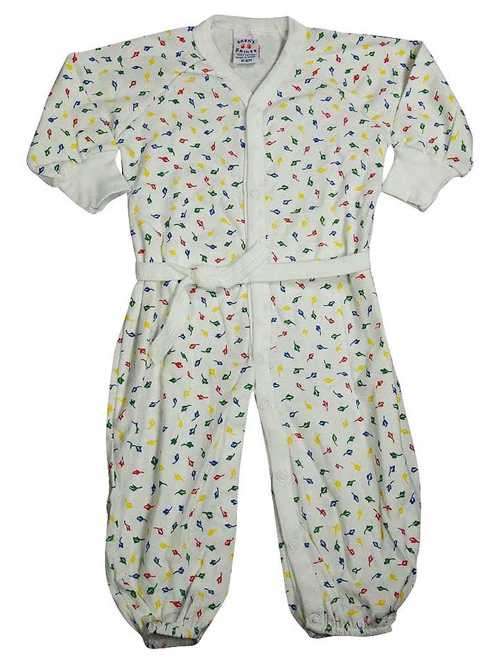 White Leaves Sara's Prints - Baby Girls Long Sleeved Convertible Coverall for wholesale on Faire2