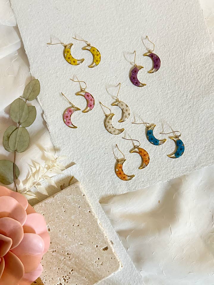 Colorful Plum Flower Moon Earring Mix for wholesale by GG Jewels Blooms