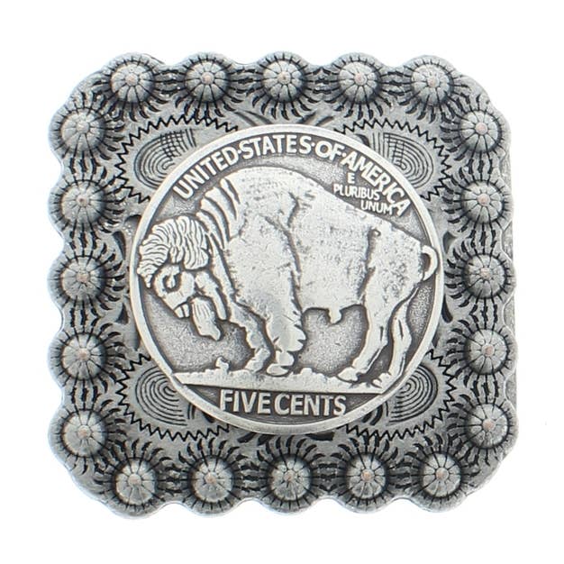 Buffalo Nickle Turquoise Southwestern buckle , 2" x 2" for wholesale by HHH Designs