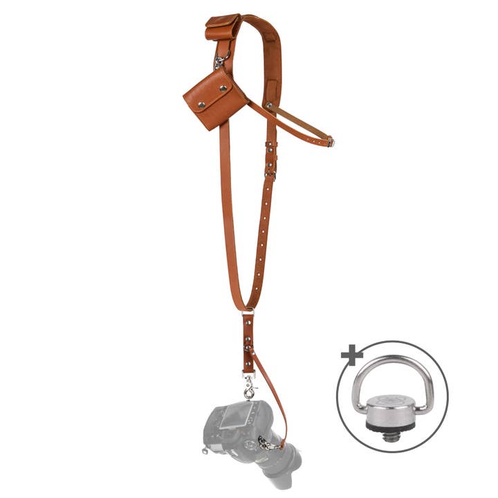 Coiro - Vendita all'ingrosso Cinghia per fotocamera - Tracolla per fotocamera singola con tasche color cuoio