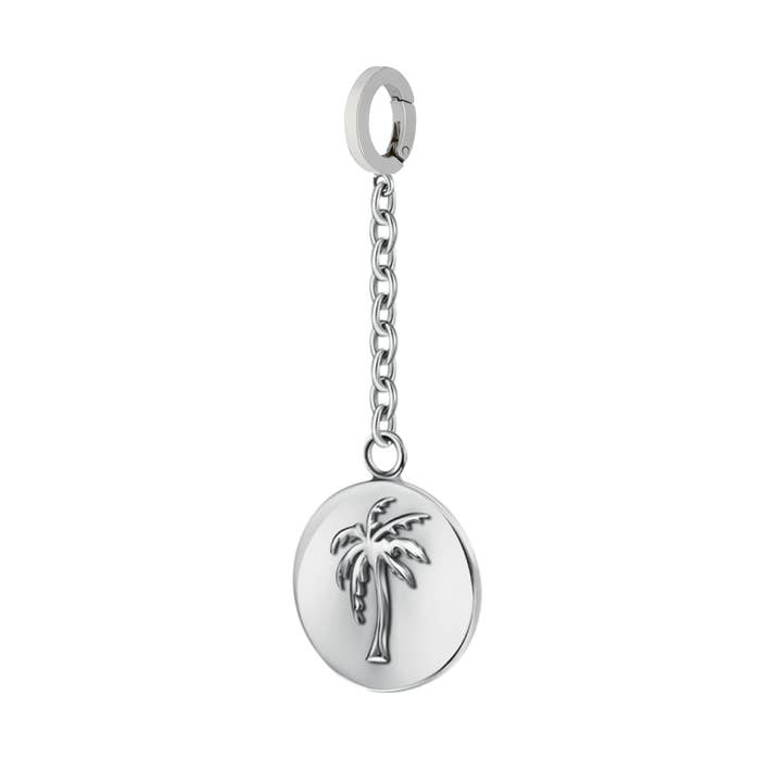 Calm Palm Memento Charm In White Gold for wholesale by Dorne