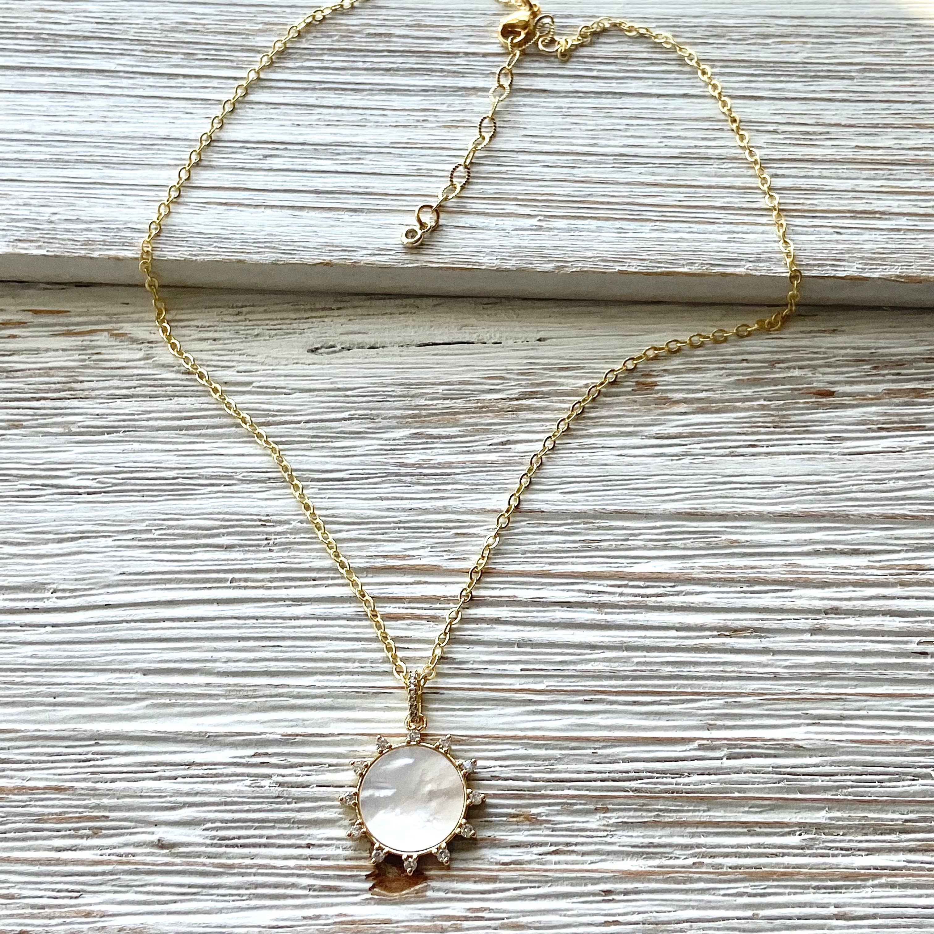 VB&CO Designs Handmade Jewelry - Wholesale Pendant/Charm Necklace - Sun sunburst pearl crystal necklace boutique salon 2