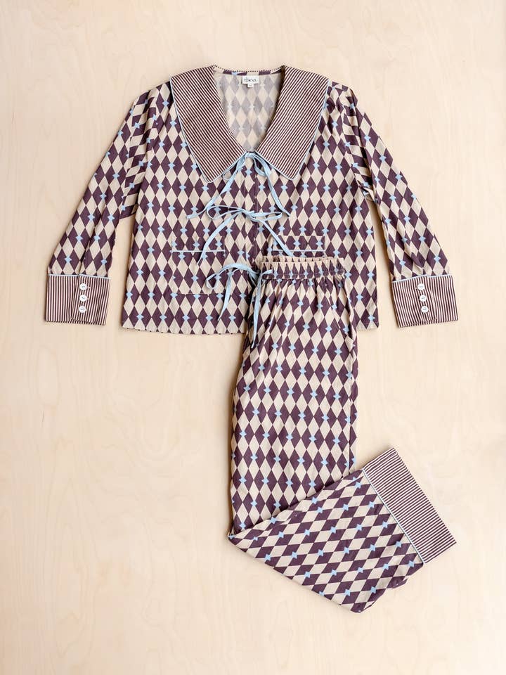 TBCo - Wholesale Sleepwear set – Women's - Cotton Pyjamas in Camel Harlequin5