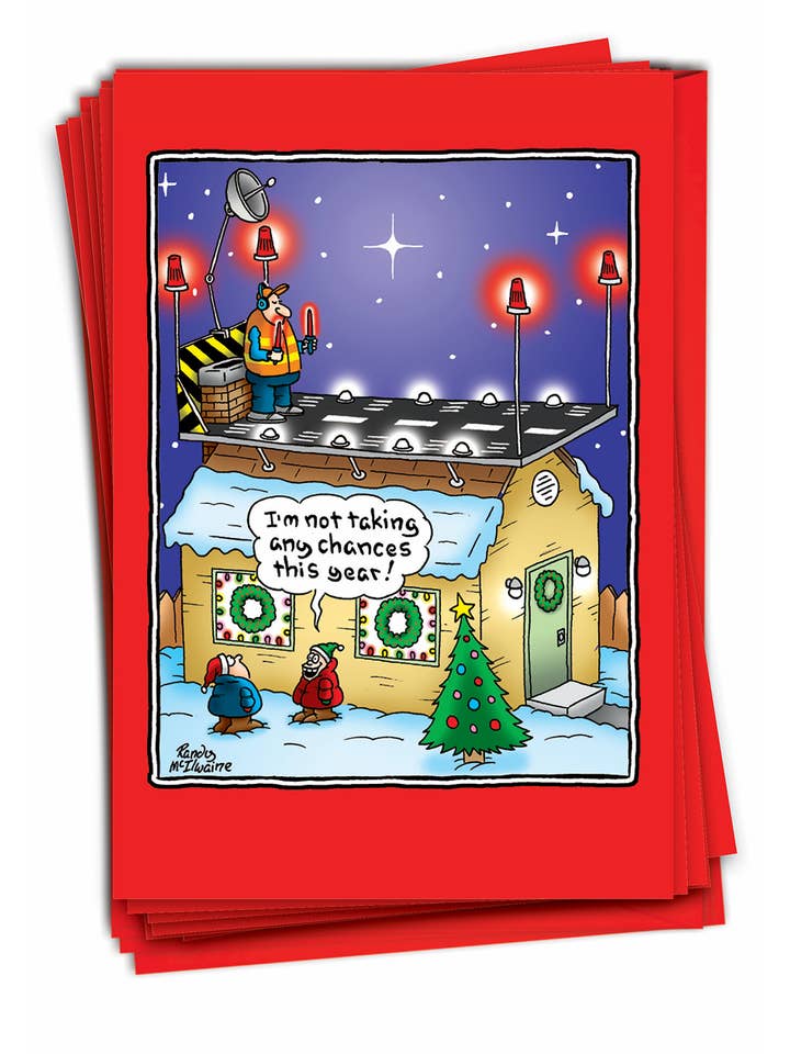 Caja de 12 tarjetas de Navidad con diseño de Papá Noel Runway para venta al por mayor de NobleWorks