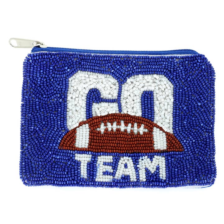 SP Sophia Collection - Wholesale Coin Purse - Women's - Go Team Seed Beaded Football Coin Bag