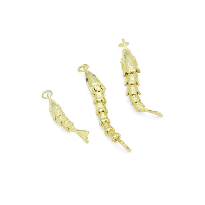 BestBeads&Beyond - Wholesale Individual Charm/Pendant - 3D Vintage Style Movable Wiggling Fish charm, Sku#FH248