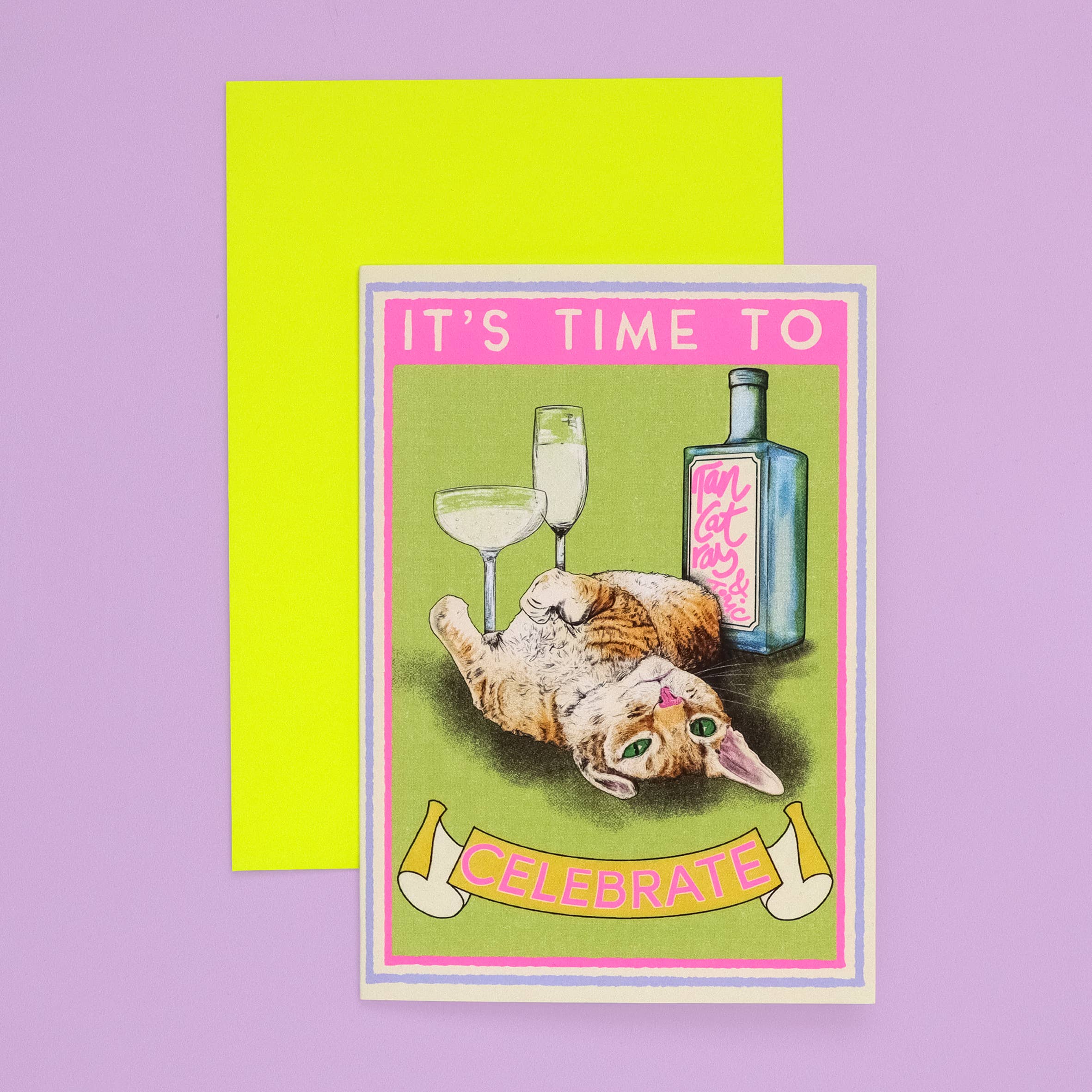 Fawn & Thistle Ltd (US Duties Paid) – wholesale Birthday card – Time To Celebrate Ginger Cat Card | Birthday | Congrats1