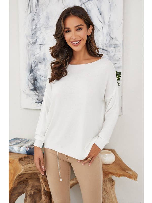 VENTI6 - Wholesale Knit Top - Women's - SHADOW KNIT STARS DROP SHOULDER TOP (5007-STARS)4