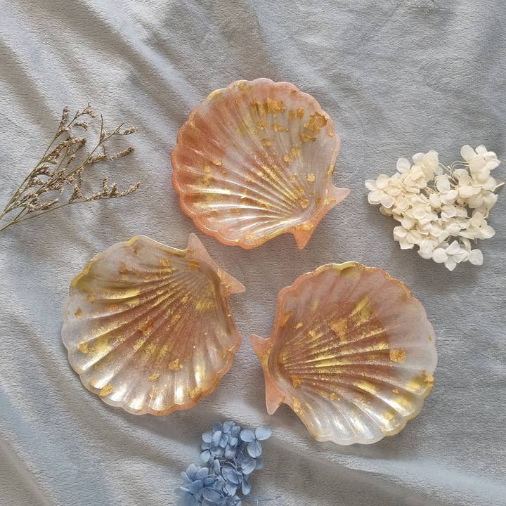 Rose Gold, White & Gold Leaf Shell Resin Trinket/Jewellery for wholesale by Lunar Living