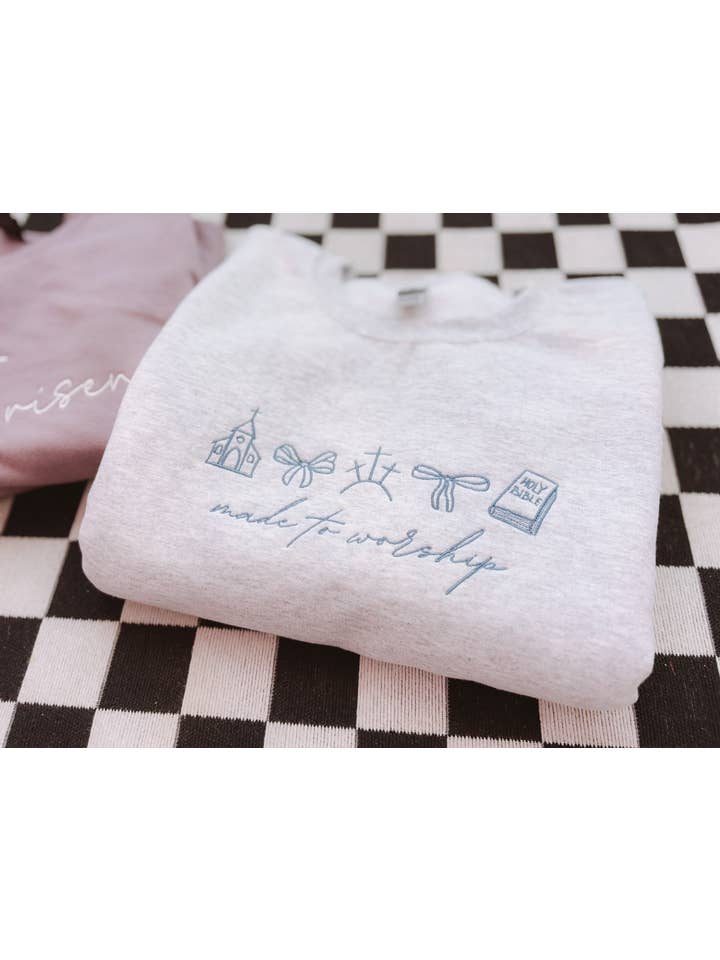 Graphic Tees & Co. - Wholesale Sweatshirt - Women's - Made To Worship Embroidered Crewneck | Church Sweatshirt2