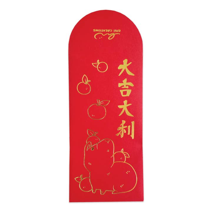 Capybara Gold Foil Red Envelopes - Set of 3 for wholesale by Emii Creations