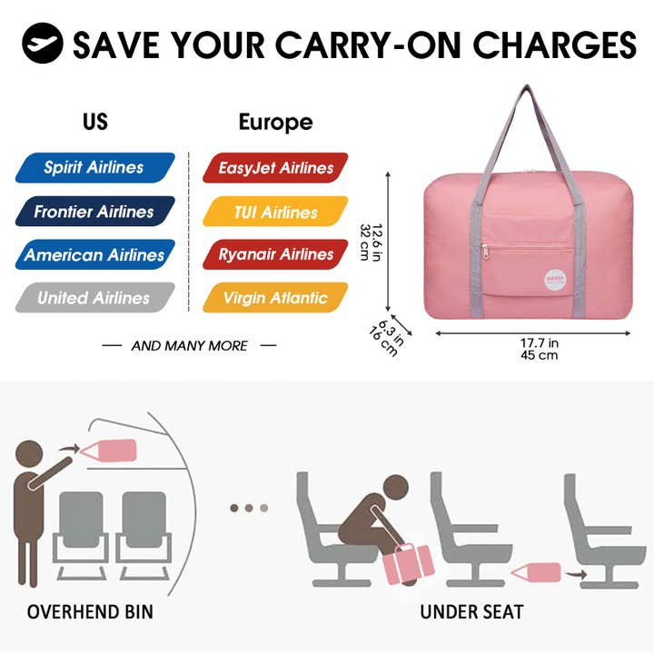 wandf - Wholesale Luggage - Foldable Duffel Luggage Bags Weekender Bag Set (2 Pieces)16