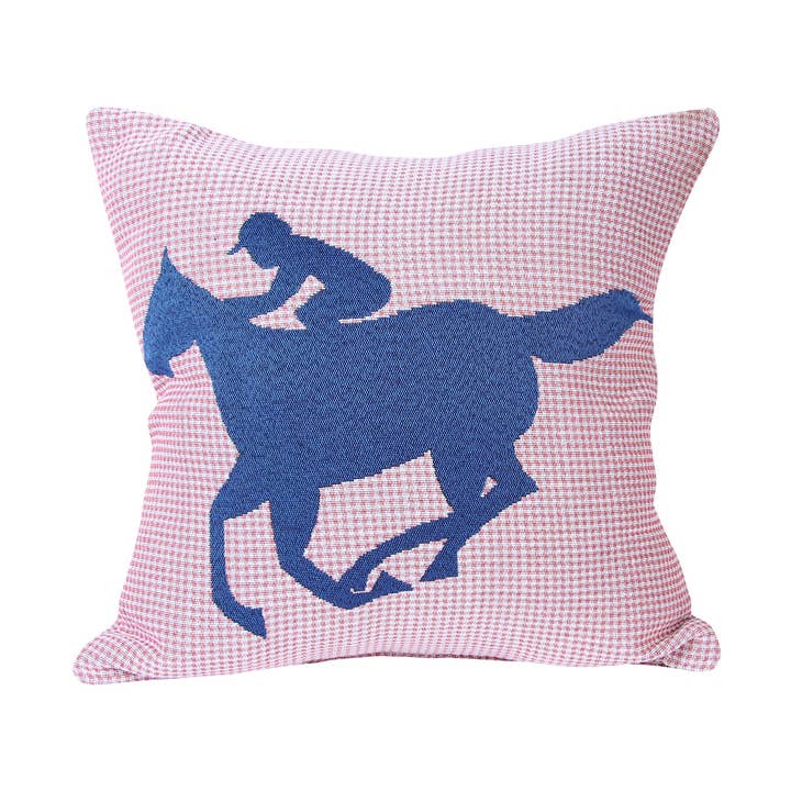 Oreiller Cheval de Course à Carreaux Roses pour la vente par Barrel Down South