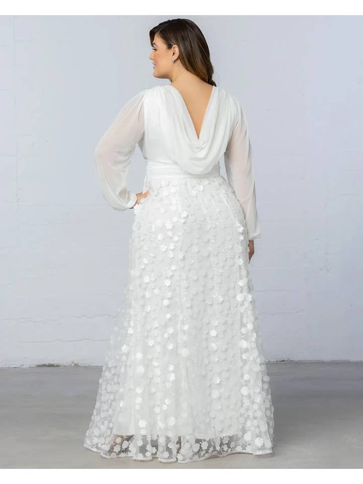 Ivory Blossoms Enchanted Garden Long Sleeve Wedding Gown - Plus Size for wholesale on Faire