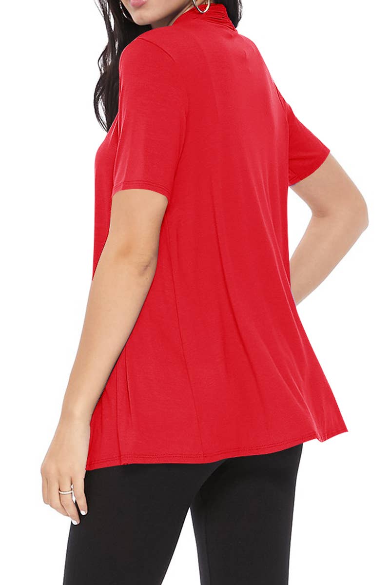 MOA COLLECTION - Wholesale Cardigan - Women's - Women's Casual Short Sleeve Draped Open Front Solid Cardigan66