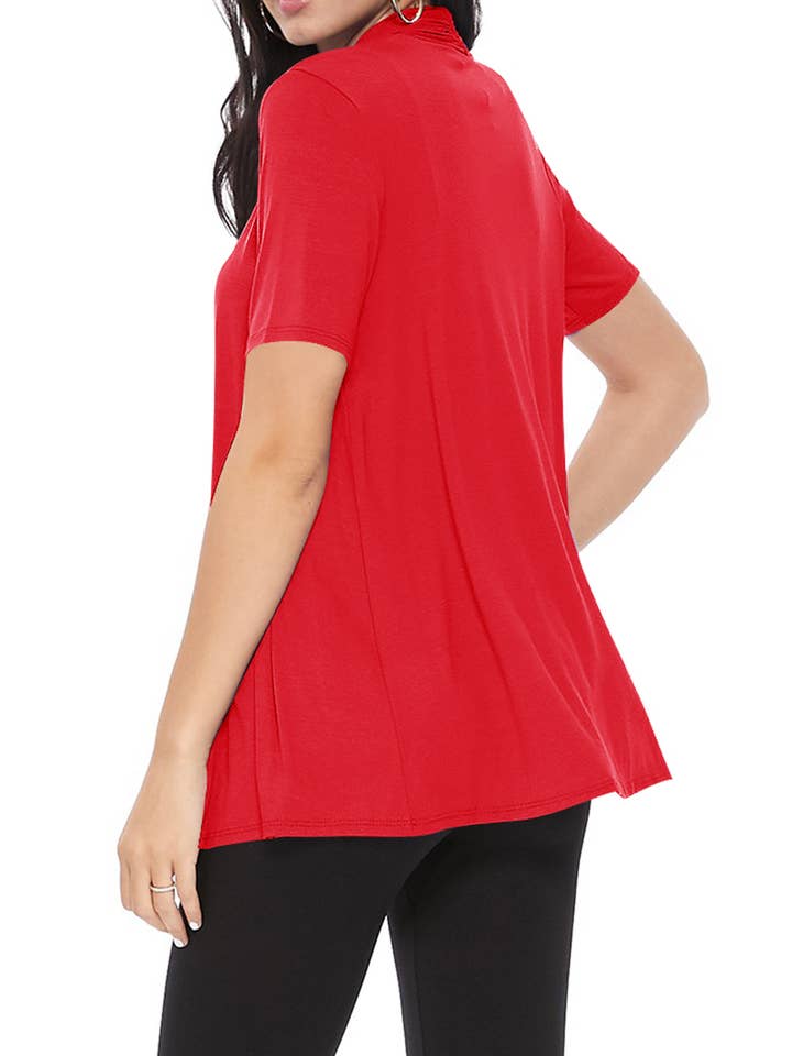 MOA COLLECTION - Wholesale Cardigan - Women's - Women's Casual Short Sleeve Draped Open Front Solid Cardigan66