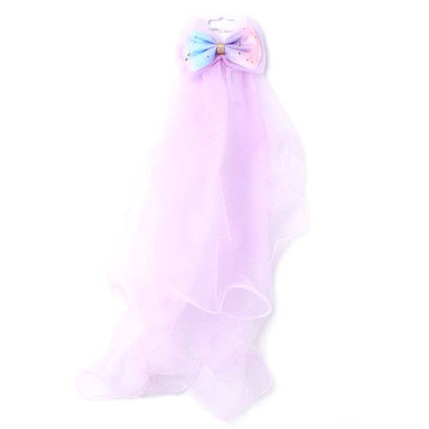 Inca UK – wholesale Hair clip – Child – Rainbow Glitter Bow Clip With Net Veil3
