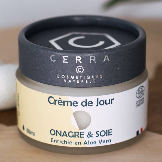 Nachtkerzen- und Seiden-Tagescreme aus kontrolliert biologischem Anbau, antioxidativ und schützend für den Großhandel von LABORATOIRE CERRA SAS