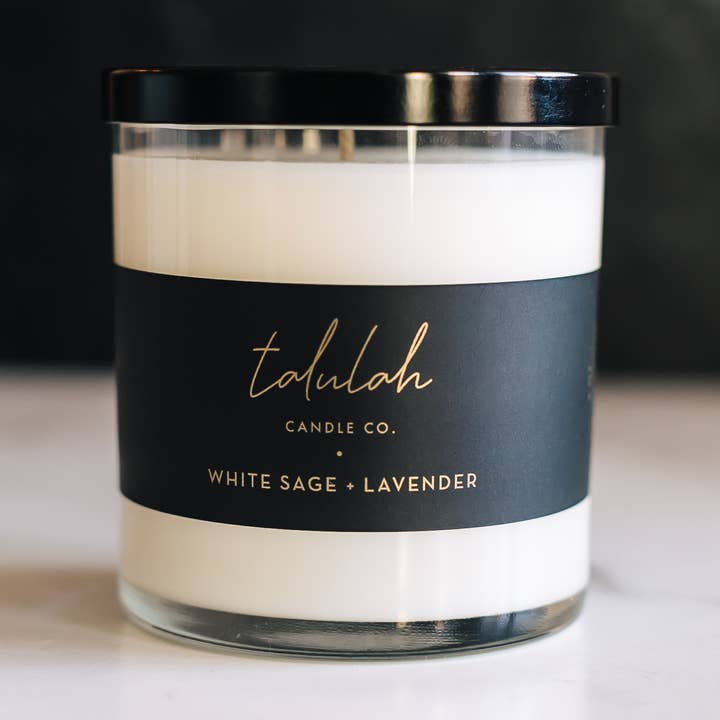 White Sage + Lavender Candle 9 oz. for wholesale by Talulah Candle Co