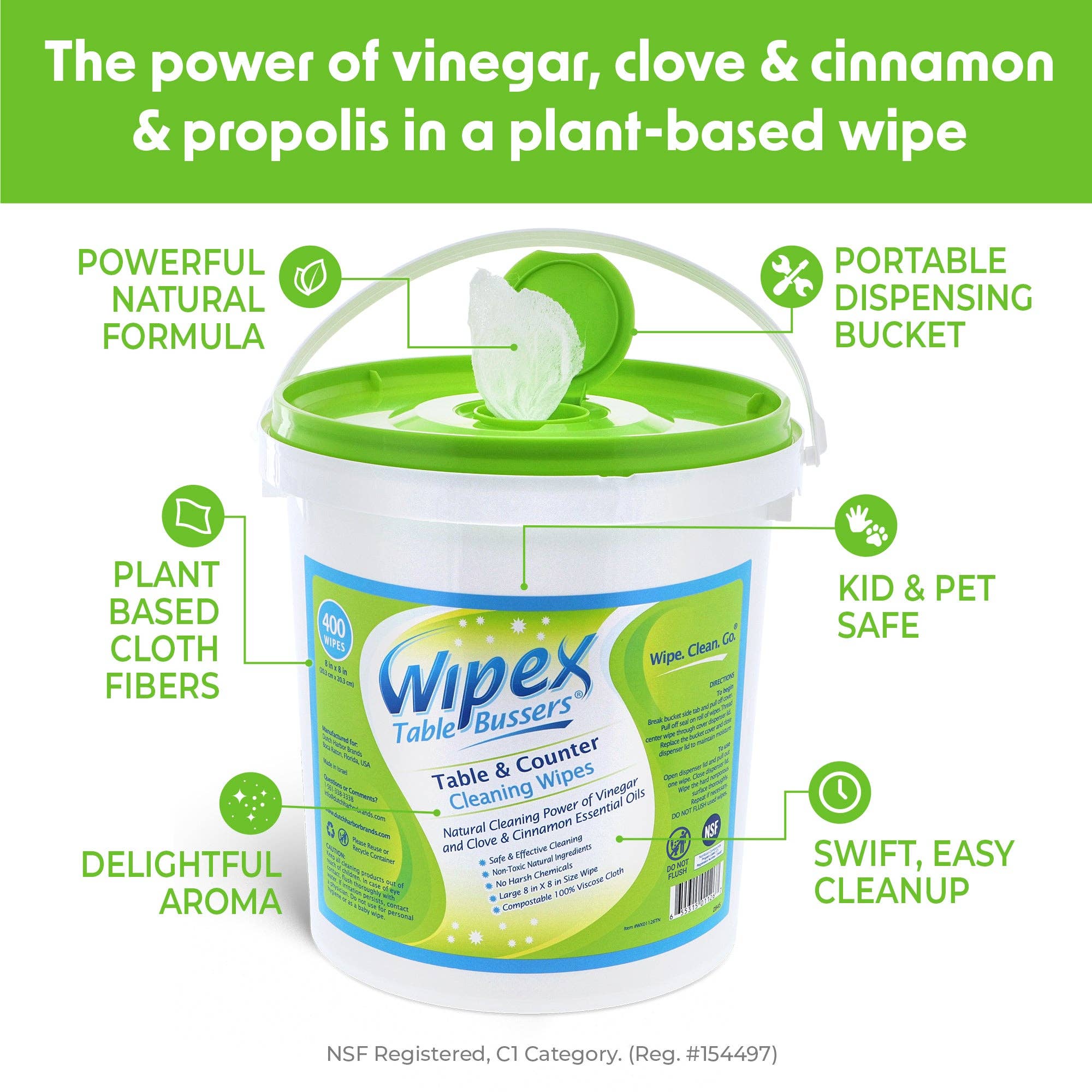 Wipex - Wholesale All-Purpose Cleaning Wipes - Table Bussers® Natural All-Purpose Cleaning Wipes | Compostable Cloth | Portable Dispensing Bucket8